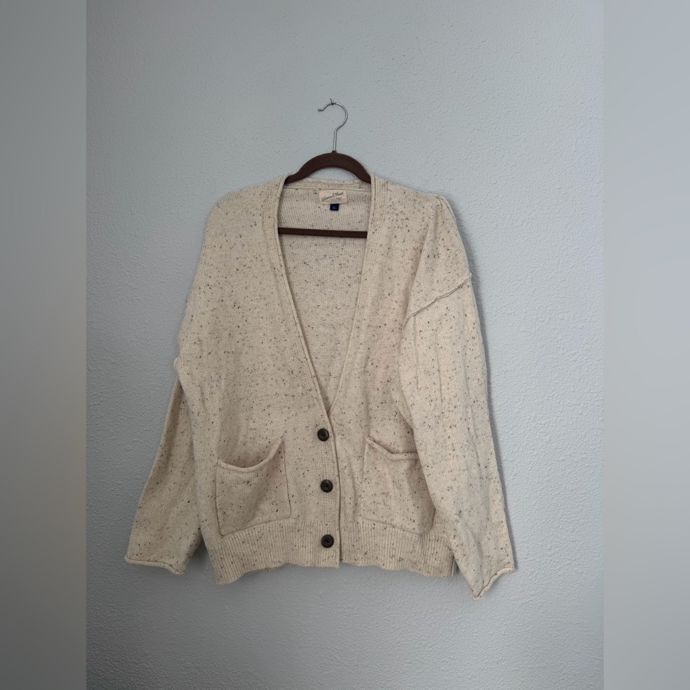 Universal Thread Button Up Speckled Cream Cardigan
